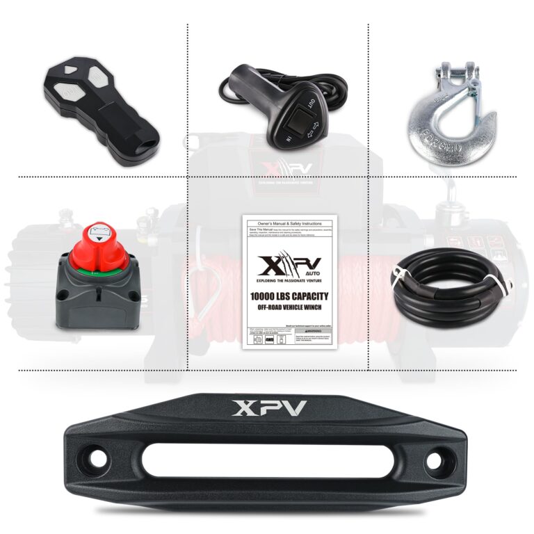XPV AUTO Winch 10000 lb. Electric Winch Truck Winch Waterproof IP67 Electric Winch Synthetic Rope Kit with 2 Wireless Handheld Remotes and Wired Handle for 4WD 4x4 Off Road Vehicle Boat Truck - Image 5