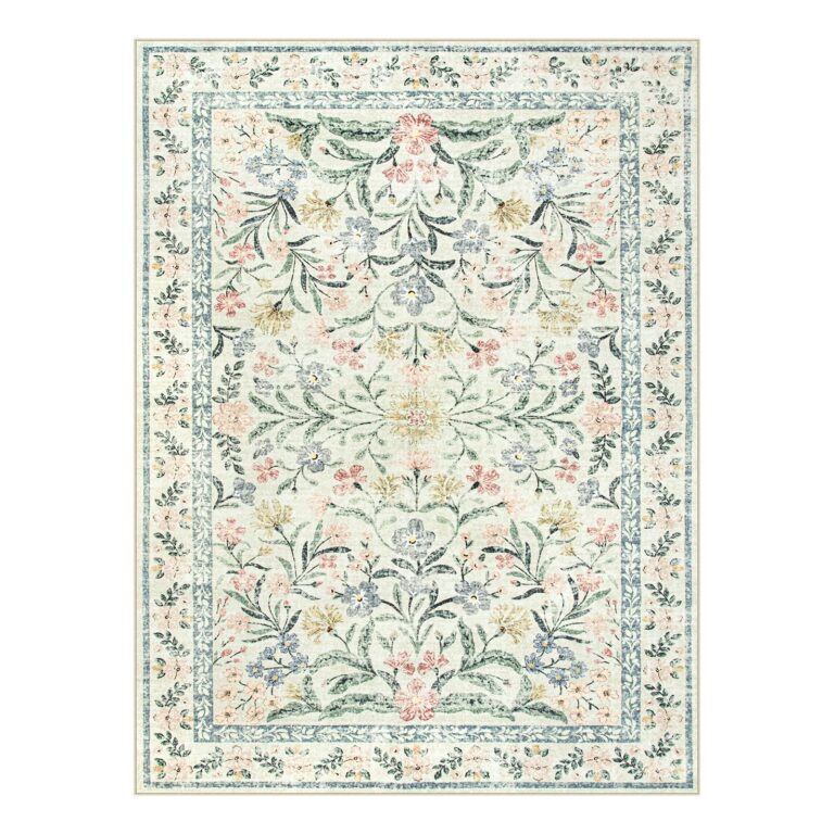 Wonnitar Large Rugs for Living Room, Soft Washable Floral 9x12 Area Rug for Bedroom, Boho Non-Shedding Foldable Carpet for Kids Playroom Apartment Home Decor - Image 2