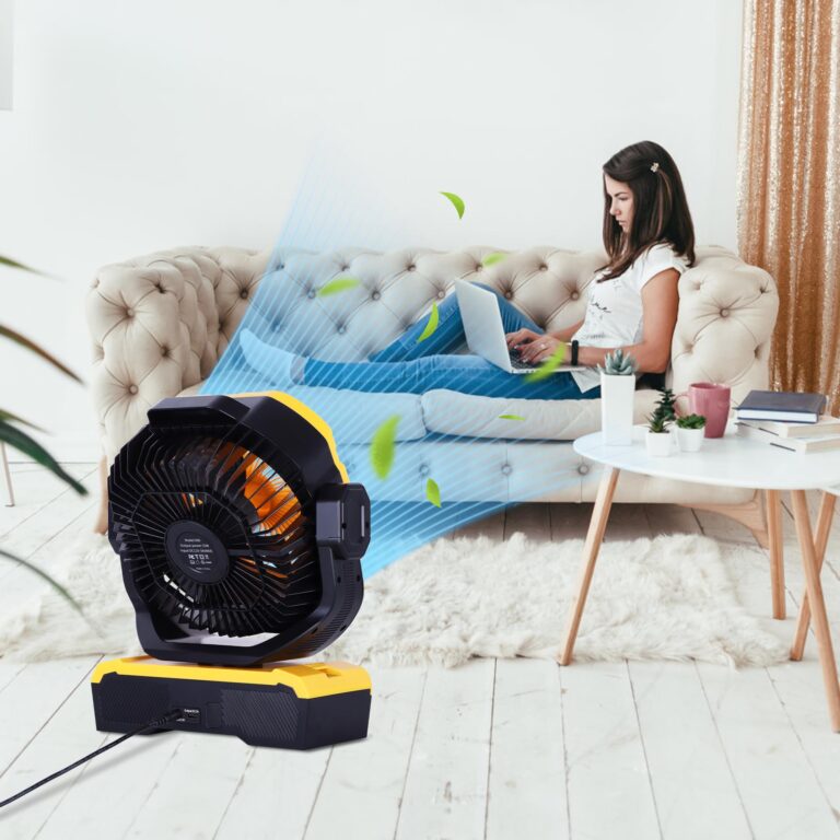 WESTTREE Battery Powered Fan Powerful Airflow Battery Operated Fan Air Circulator Fan for Bedroom,Quiet & 360°Auto Oscillating Fan Rechargeable Fan Camping Fan with LED Light (RGBW) - Image 3