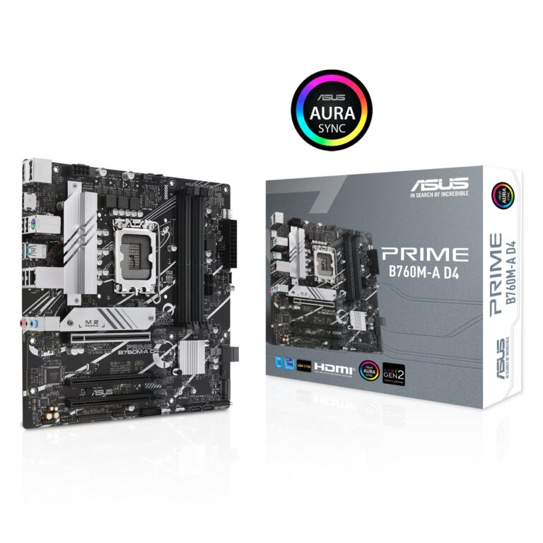ASUS Prime B760M-A D4 Intel® B760 (LGA 1700)(13th and 12th Gen) mATX Motherboard, PCIe 4.0, 2xM.2 Slots,2.5Gb LAN, DisplayPort,Dual HDMI,Rear USB 3.2 Gen 2, Front 1 Type-C®, Aura Sync - Image 7