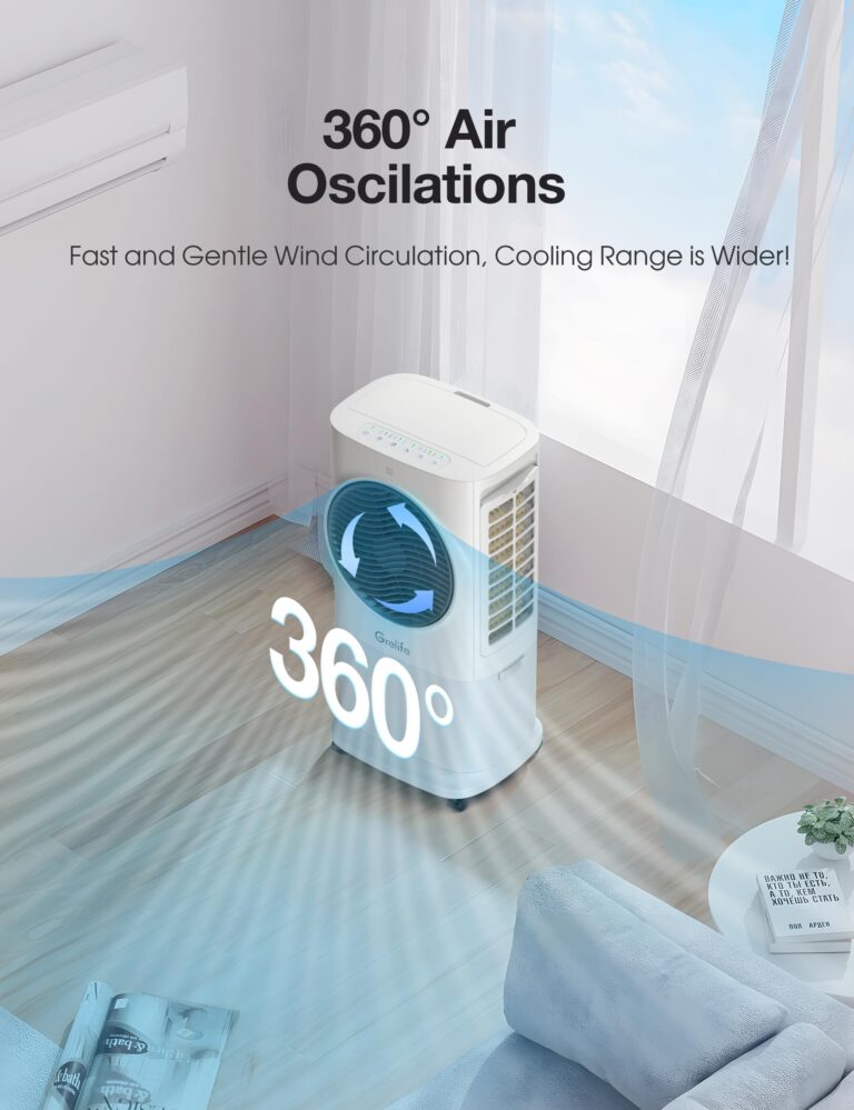 Grelife Portable Evaporative Air Cooler, 3-IN-1 Air Cooler Cooling Fan with Remote Control, 8H Timer, 4 Ice Packs, 6.5L Water Tank, 3 Modes, 3 Speeds, Personal Swamp Cooler for Bedroom - Image 6
