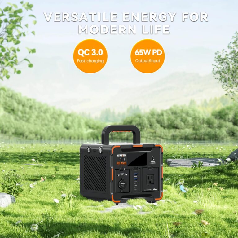 YEWPINY EM300 Portable Power Station, 300W Solar Generator, 259Wh LiFePO4 Battery, USB-C PD 65W, Pure Sine Wave, Wireless Charging for Camping, Outdoor, Emergency - Image 6