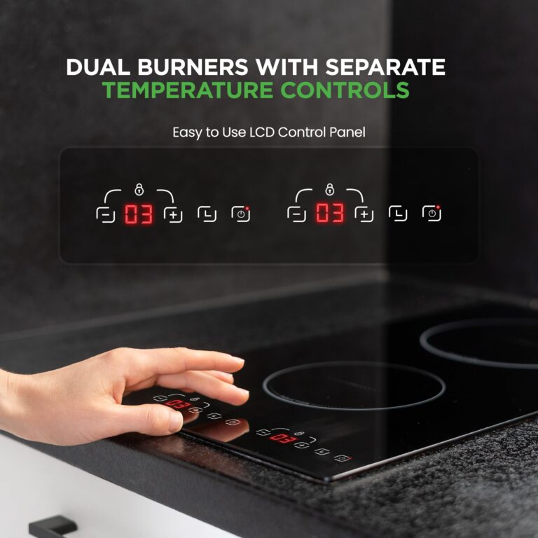 NutriChef Induction Cooktop 2 Burner, Electric Stove - Adjustable Temperature, Digital Touch Sensors, Stain-Resistant/Easy-to-Clean, Induction Hot Plate, 20 x 11 Inch - 1800 Watt - Image 7