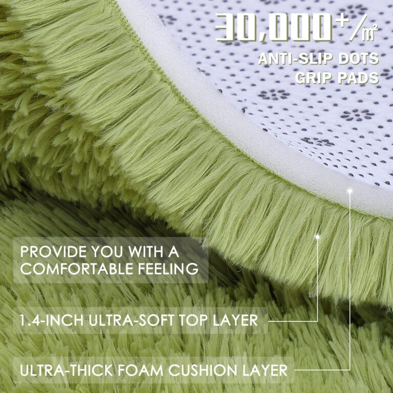 OLANLY 9x12 Machine Washable Large Area Rugs for Living Room, Bedroom, Soft Fluffy Shaggy Bedside Rug, Indoor Floor Carpet for Kids Girls and Boys, Dorms, Nursery, Home Decor Aesthetic, Grass Green - Image 2