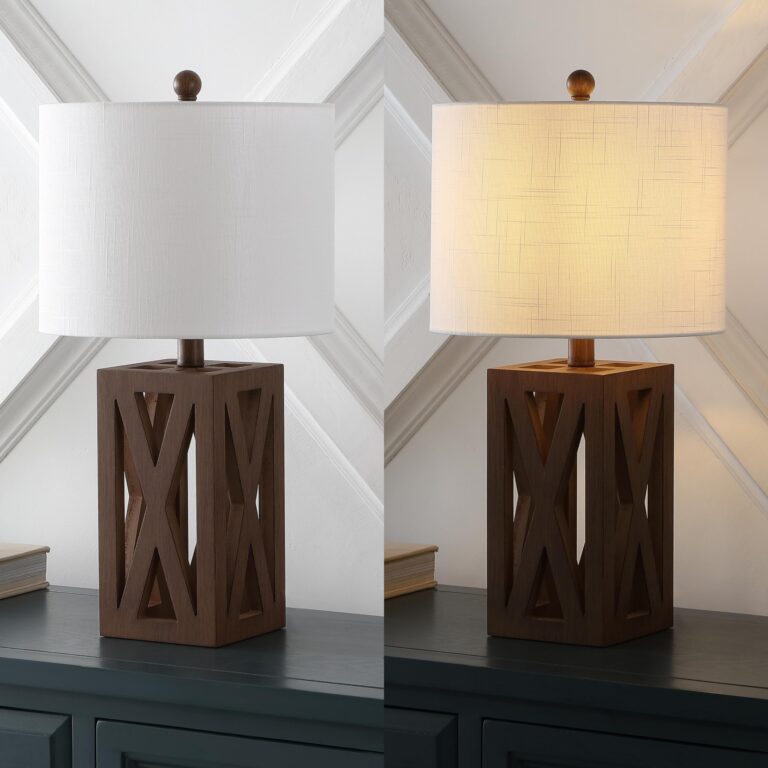 JONATHAN Y JYL1062A-SET2 Stewart 21.5" Wood LED Table Lamp Farmhouse, French Country, Rustic, Bohemian, Bedroom, Living Room, Office, College, Bookcase, Brown (Set of 2) - Image 2