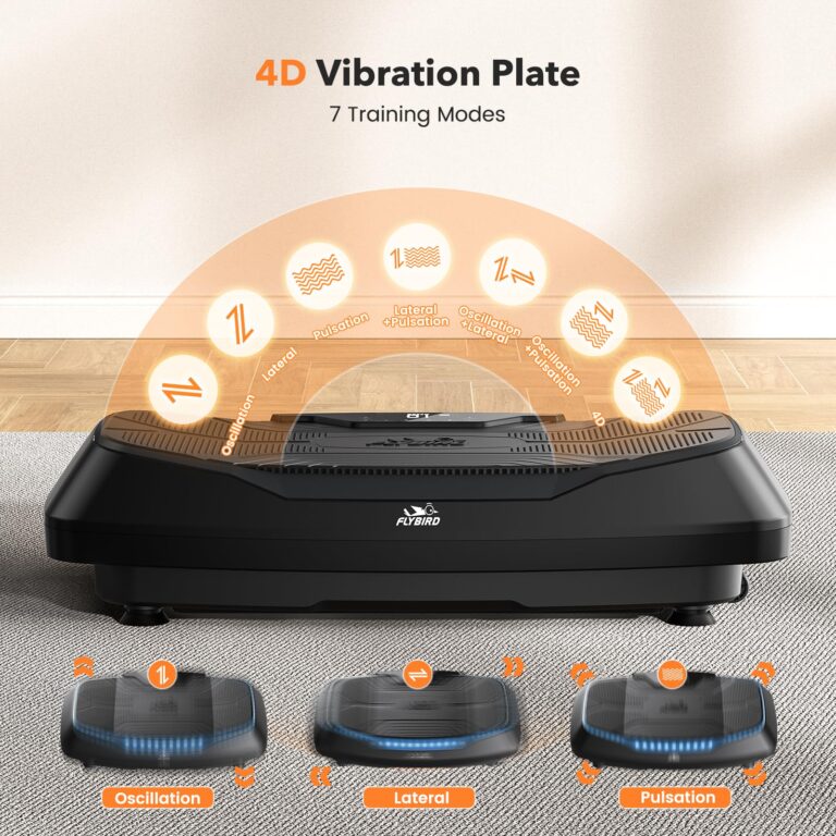 FLYBIRD 4D Vibration Plate 500 LBS Capacity - Oscillation, Linear, Pulsation Exercise Machine With Triple Motors for Lymphatic Drainage & Bone Density Building - Black - Image 6