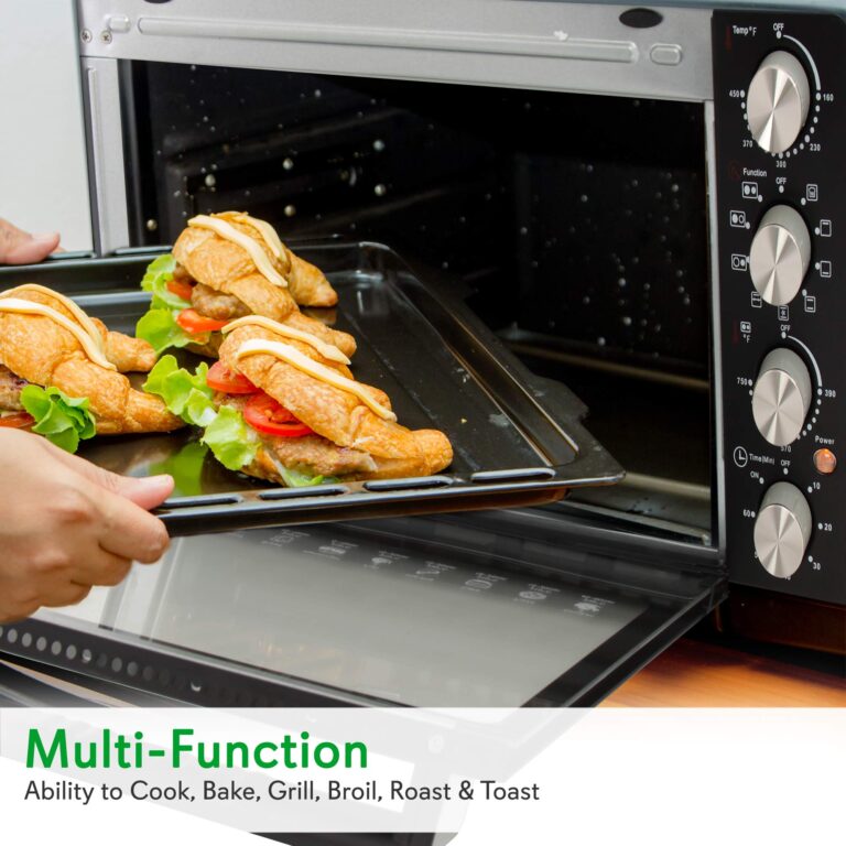 NutriChefKitchen 30 Quarts Kitchen Convection Oven - 1400 Watt Countertop, Rotisserie Roaster Grill, Top Rack, Dual Hot Plates, Toaster, Baking Tray, PKRTO29 - Image 4