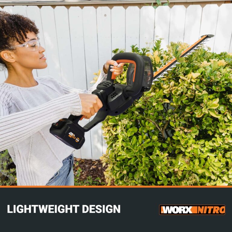 WORX Nitro 20V 22" Hedge Trimmer Cordless, Lightweight Cordless Hedge Trimmer with Dual-Action Blades 3400 SPM, Brushless PowerShare Bush Trimmer Cuts Branches 1" Thick – Battery & Charger Included - Image 8