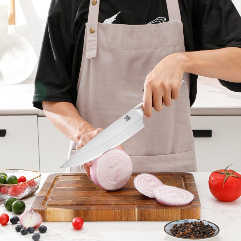 MSY BIGSUNNY 7pcs Knife Block Set, German Steel Chef Knife Set, Precious Pakkawood Handle for Kitchen Knife Block Set - Image 4
