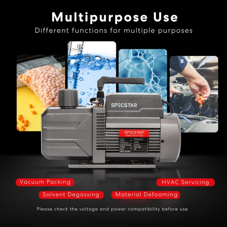 SPECSTAR 110V 9.6 CFM 1 HP Dual-Stage Rotary Vane HVAC Air Vacuum Pump for R12 R22 R134a R410a Systems with Oil Bottle - Image 3