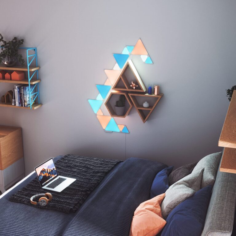 Nanoleaf Shapes Triangles and Mini Triangles WiFi and Thread Smart RGBW LED Dimmable Gaming and Home Decor Wall Lights Smarter Kit (17 Pack) - Image 8