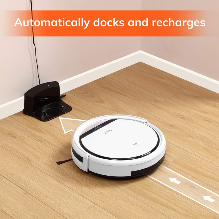 ILIFE V3s Pro Robot Vacuum Cleaner, Tangle-free Suction , Slim, Automatic Self-Charging Robotic Vacuum Cleaner, Daily Schedule Cleaning, Ideal For Pet Hair，Hard Floor and Low Pile Carpet,Pearl White - Image 2
