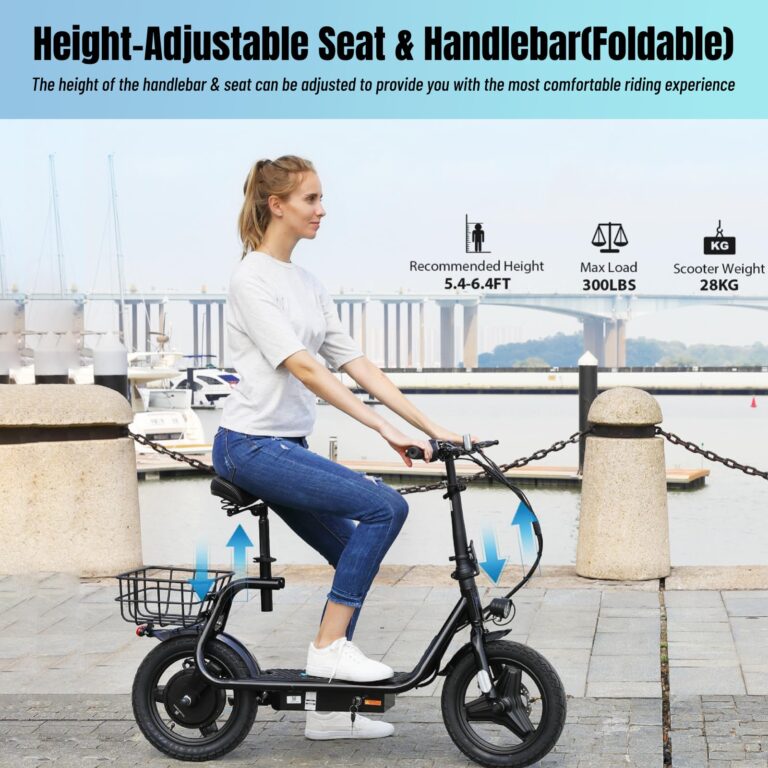 Caroma Peak 560W Electric Scooters for Adults, 14" Tire,188Wh Battery, 15Miles Range, 20MPH Top Speed, Adjustable Electric Scooter with Seat, Commuter Ebike for Adults&Teens(Black) - Image 7