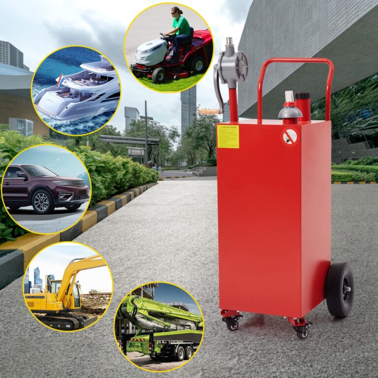 GarveeTech 40 Gallon Fuel Gas Caddy Tank Gasoline Diesel Can Hand Siphon Pump With Rolling Flat-Free Solid Rubber Wheels for Boat, Atv, Car, Motorcycle - Image 4