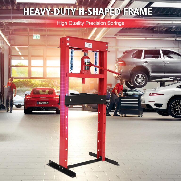 GarveeTech 20 Ton Hydraulic Press, Benchtop Hydraulic Shop Press, H-Frame Garage Floor Press with Press Plates, Adjustable Working Table Height, Red - Image 4