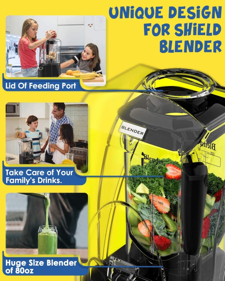 CRANDDI Quiet Commercial Blender with Soundproof Shield, 2200 Watt Professional Blenders for Kitchen with 80oz Jar and Self-Cleaning, High-Speed Blenders K90 Black - Image 8