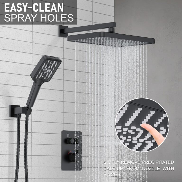 Thermostatic Shower System 13-Inch Rainfall Shower Head - 3 Setting Handheld Sprayer, Complete Bathroom Set with Faucet Mixer Trim Kit & Valve Matte Black - Image 8