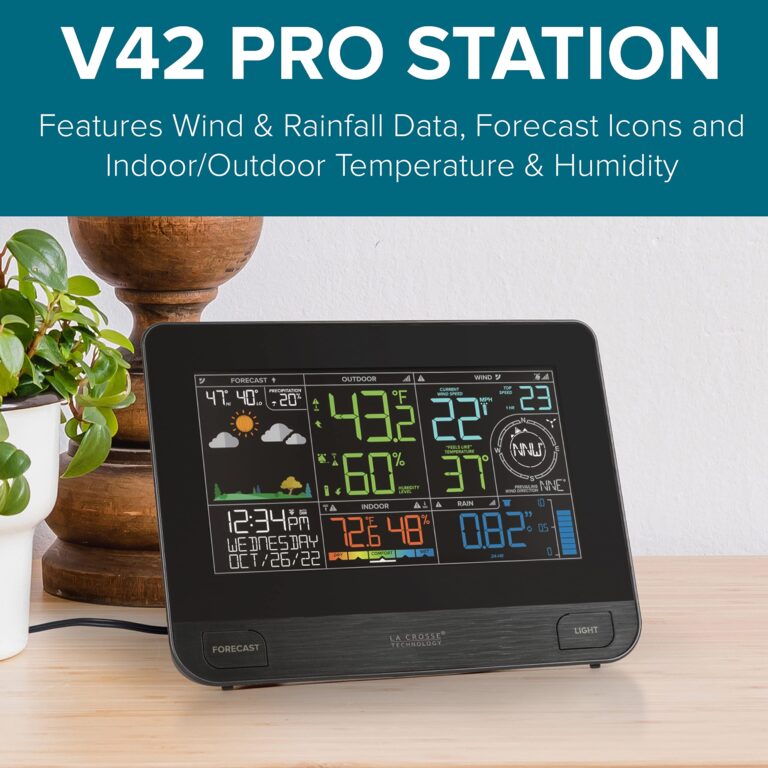 La Crosse Technology Professional Smart Wi-Fi Weather Station with Remote Monitoring (400 Foot Range), Wind and Rain Gauges, Temperature and Humidity Sensors, and Forecasting - V42-PRO-INT - Image 7