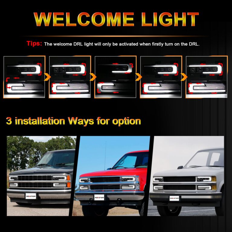 MOVOTOR LED Headlight Assembly 500% Bright Anti-glare Headlights with Welcome DRL Turn Signal Compatible with 1988-1998 Chevy GMC C/K 1500 2500 3500 Suburban Silverado Tahoe Yukon - Image 6