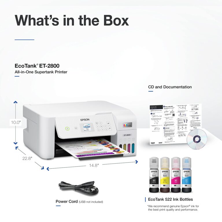 Epson EcoTank ET-2800 Wireless Color All-in-One Cartridge-Free Supertank Printer with Scan and Copy â€“ The Ideal Basic Home Printer - White, Medium - Image 2