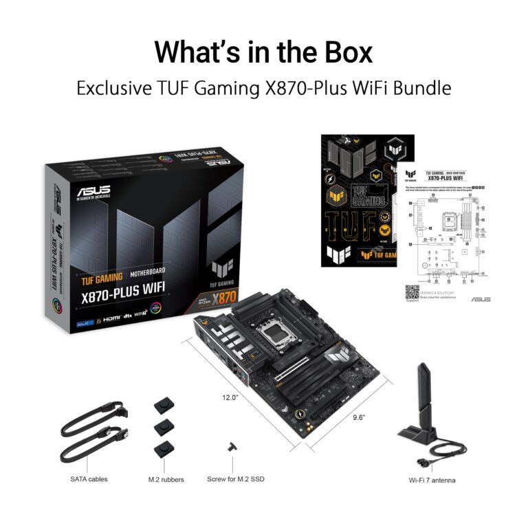 ASUS TUF Gaming X870-PLUS WiFi AMD AM5 X870 ATX Motherboard, 16+2+1, 80A SPS Power Stages, DDR5, PCIe 5.0 Ready, Four M.2 Slots, Wi-Fi 7, 2.5Gb LAN, HDMI, USB4® 40Gbps, SATA 6 Gbps, USB 20Gbps Type-C - Image 9