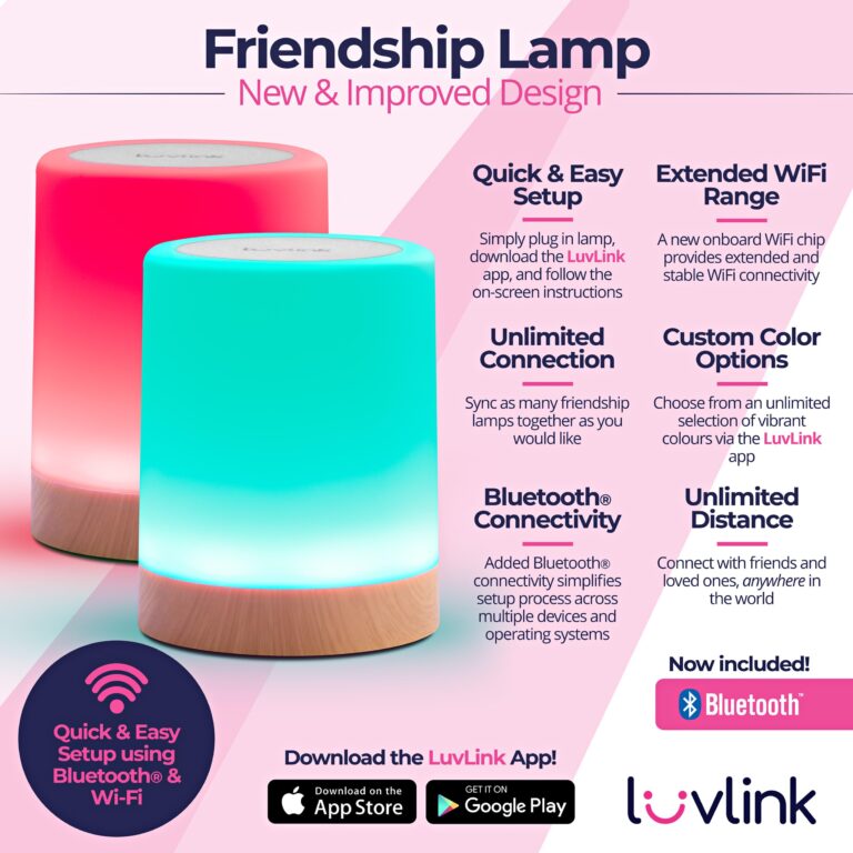 LuvLink Friendship Lamp v2.0 - Extended WiFi Range - Simple Bluetooth Setup (Set of Three) - Image 9