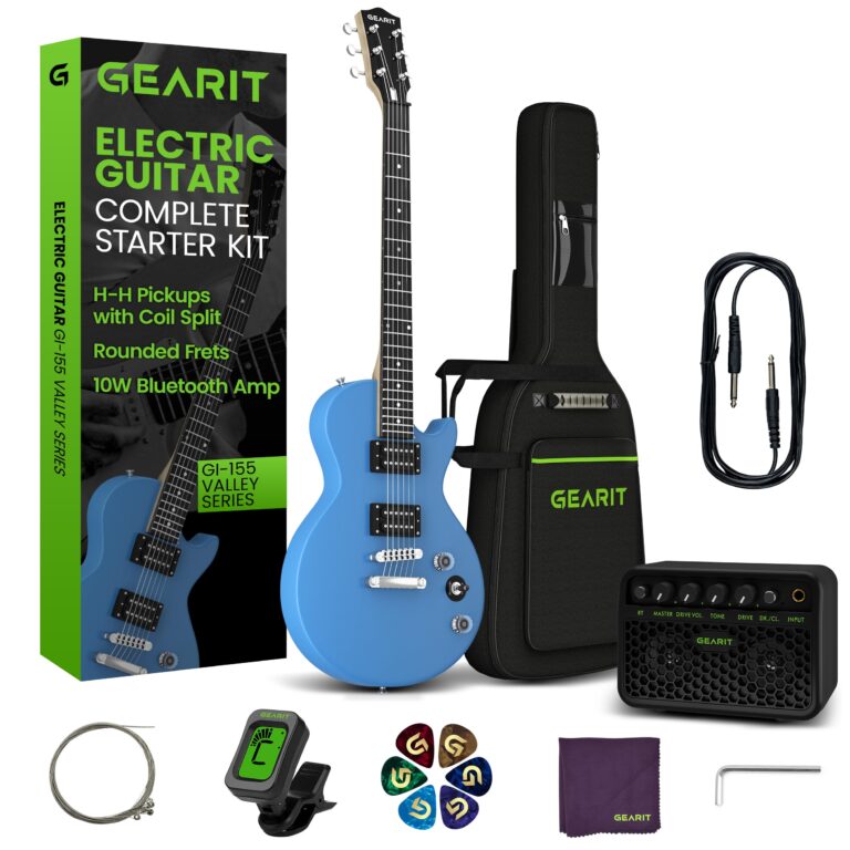 GEARit GI-155 Valley Series, 39" Electric Guitar Set w/Amplifier, H-H Pickups with Coil Split, All-Inclusive Starter Kit with Tuner, Gig Bag, and Guitar Strap, Cable, Picks, Strings - Blue