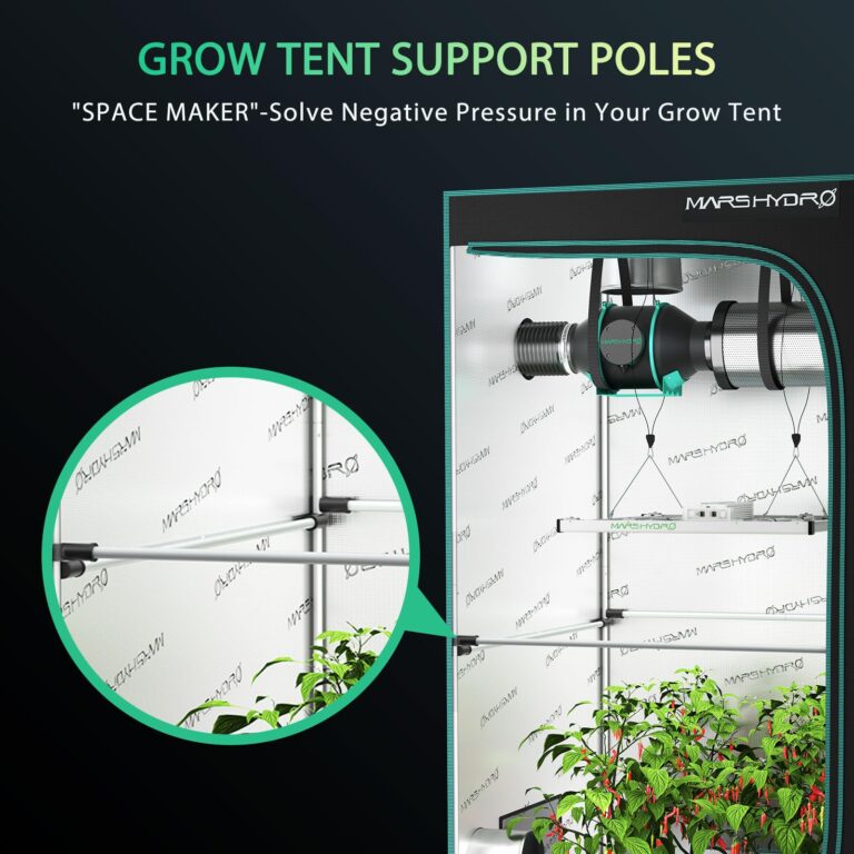 MARS HYDRO 4x4 Grow Tent (48"x48"x80") & Durable Side Support Pole Combo Kit, Indoor Plant Growing Set, Maximizes Plant Yield in Hydroponics or Indoor Gardening - Image 3