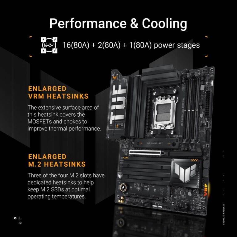 ASUS TUF Gaming X870-PLUS WiFi AMD AM5 X870 ATX Motherboard, 16+2+1, 80A SPS Power Stages, DDR5, PCIe 5.0 Ready, Four M.2 Slots, Wi-Fi 7, 2.5Gb LAN, HDMI, USB4® 40Gbps, SATA 6 Gbps, USB 20Gbps Type-C - Image 12
