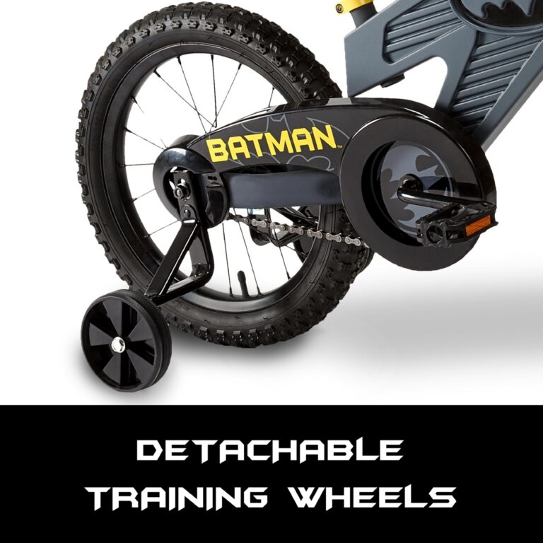 Batman 16 Inch Bike for Kids | Detachable Training Wheels for Safety and Balance | Pedal Powered Bicycle for Young Superheros Ages 4-8 | Perfect Boys & Girls Gift | Adjustable Seat - Image 4