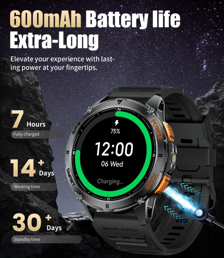 LIGE GPS Smart Watch for Men, Compass/LED Flashlight/1.43" AMOLED Smartwatch, IP68 Waterproof/Swim Mode/100+ Sports Mode Fitness Tracker Watch, Men's Smart Watch for Android iPhone Compatible - Image 5