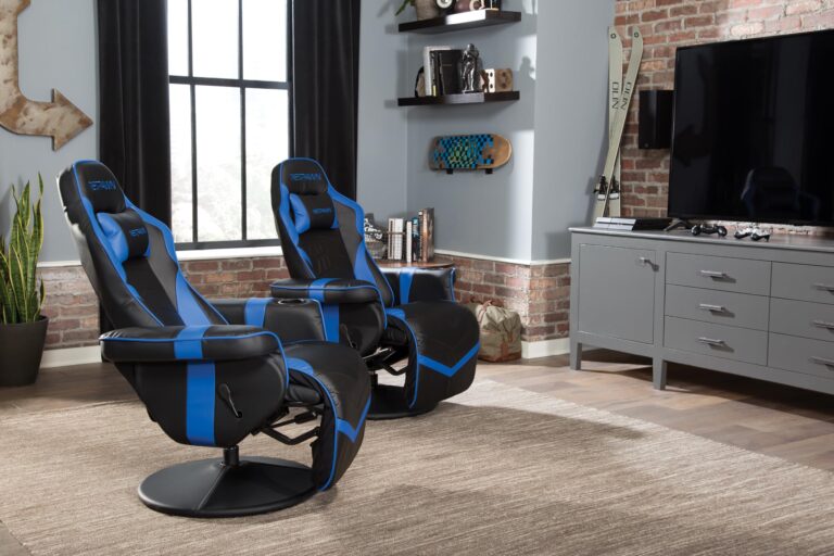 RESPAWN 900 Gaming Recliner - Video Games Console Recliner Chair, Computer Recliner, Adjustable Leg Rest and Recline, Recliner with Cupholder, Reclining Gaming Chair with Footrest - Blue - Image 4