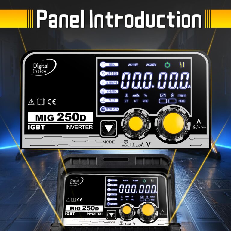 250A MIG Welder, 6 in 1 Gas MIG/Gasless Flux Core/Spool Gun/Lift TIG/Stick 220V MIG Welder with LED Digital Display Multi-process Aluminum Welding Machine - Image 6