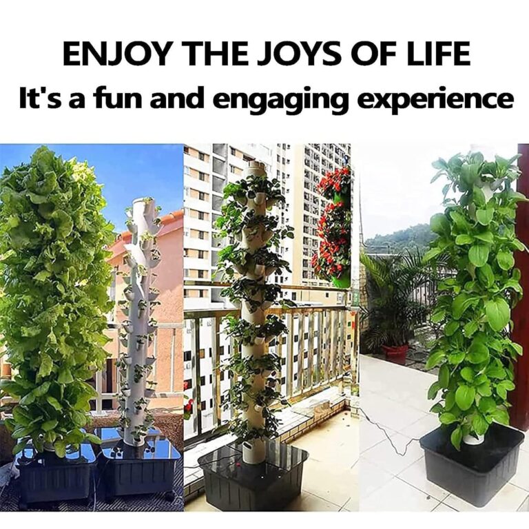 Hydroponic Tower Self-Watering Growing System, 45 Holes Indoor Vertical Gardening Grow Kit, Farm Greenhouse Hydroponic Grow System with Water Pump and Movable Water Tank - Image 8