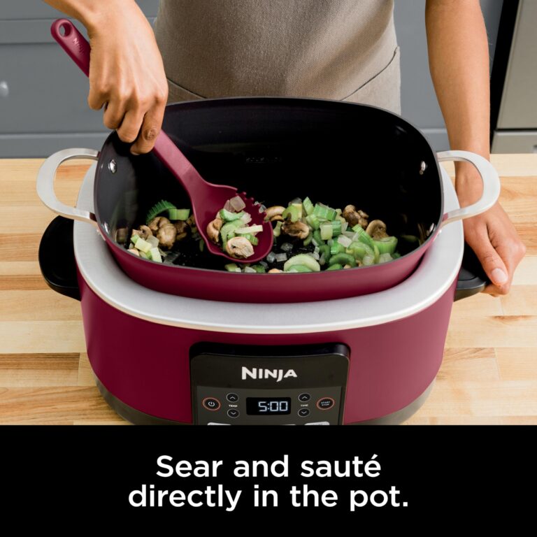 Ninja Foodi PossibleCooker PRO MC1000 8.5Qt Multicooker 8 in 1 Slow Cooker, Dutch Oven, Steam Bake Roast Sear Sauté Bread Maker Warmer, Glass Lid, Integrated Spoon, Nonstick (Cherry) - Image 6