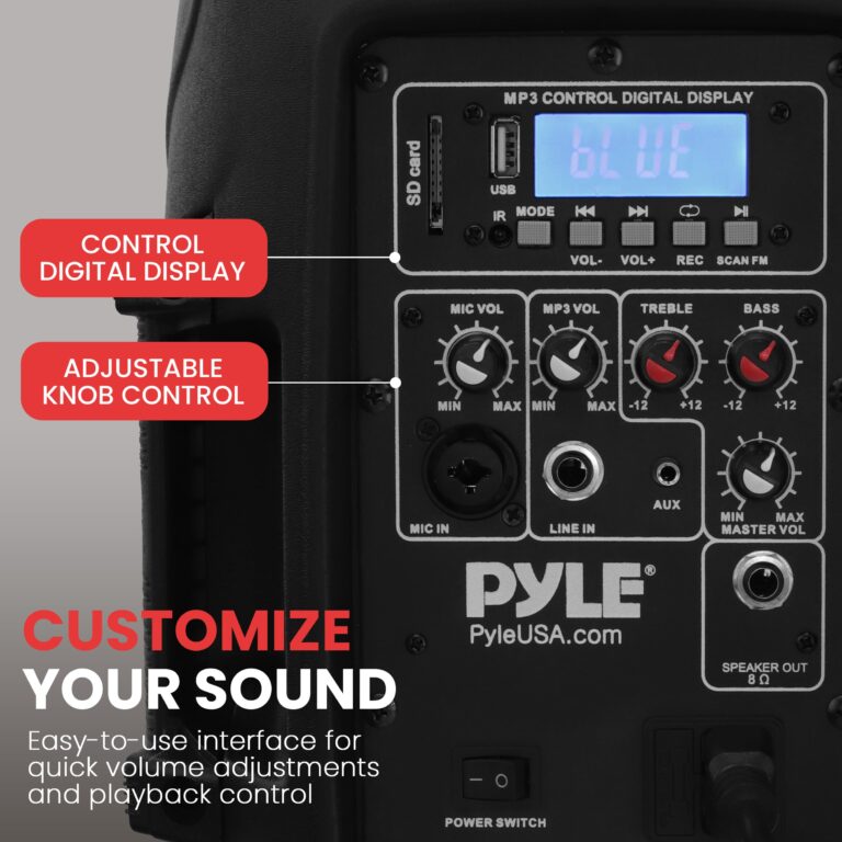 Pyle Powered Bluetooth PA Speaker Kit - Event Ready - Just Plug In and Play Active and Passive 350w Loudspeakers with Wired Microphone, Speaker Stands, Remote - MP3/USB/SD/AUX inputs - PPHP849KT - Image 4
