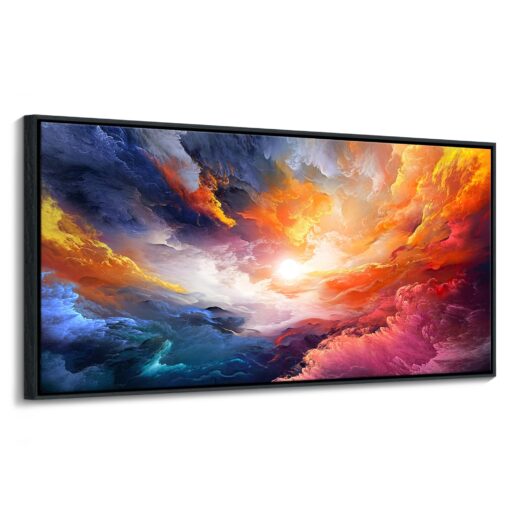 Pogusmavi Framed Colorful Wall Art | Abstract Canvas Art | Pictures for Living Room Wall Decoration | Contemporary Home & Office Decor | Colorful Large Wall Art | Bedroom Decor Aesthetic 24×48in