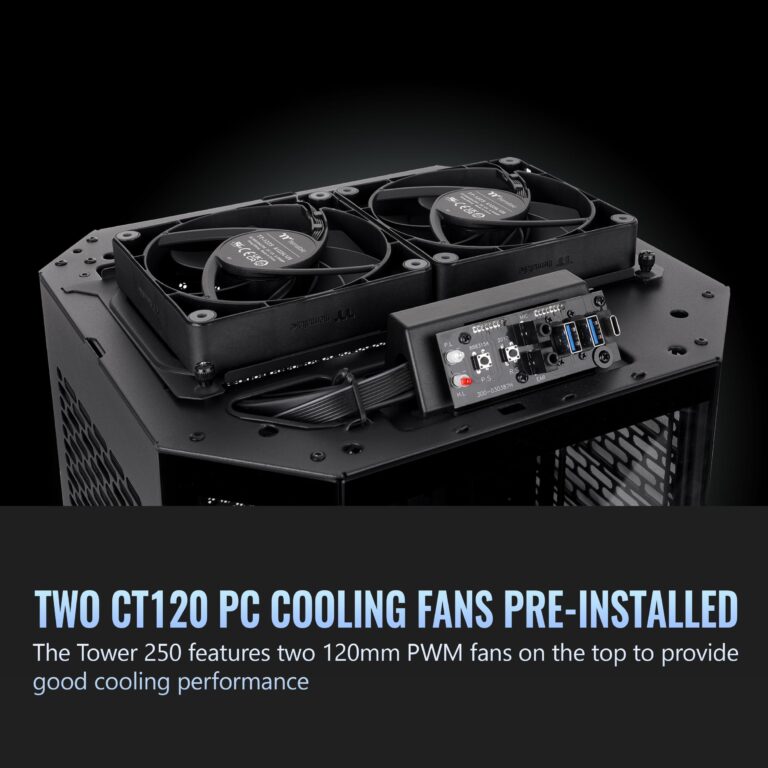 Thermaltake Tower 250 Black Mini-ITX Mini Tower; 2x120mm CT Fans Included; 360mm Radiator Support; 360mm GPU Clearance; Dual Chamber; CA-1Z9-00S1WN-00 - Image 4