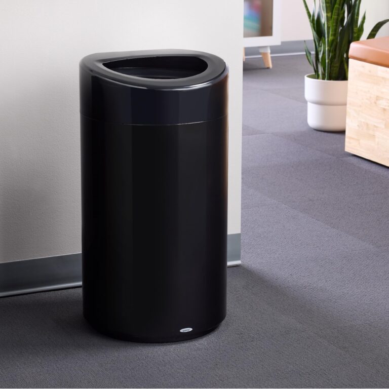 Safco Open Top Trash Can, 14 Gallon Stainless Steel, Modern Garbage Can for Indoor Use, Black - Image 3