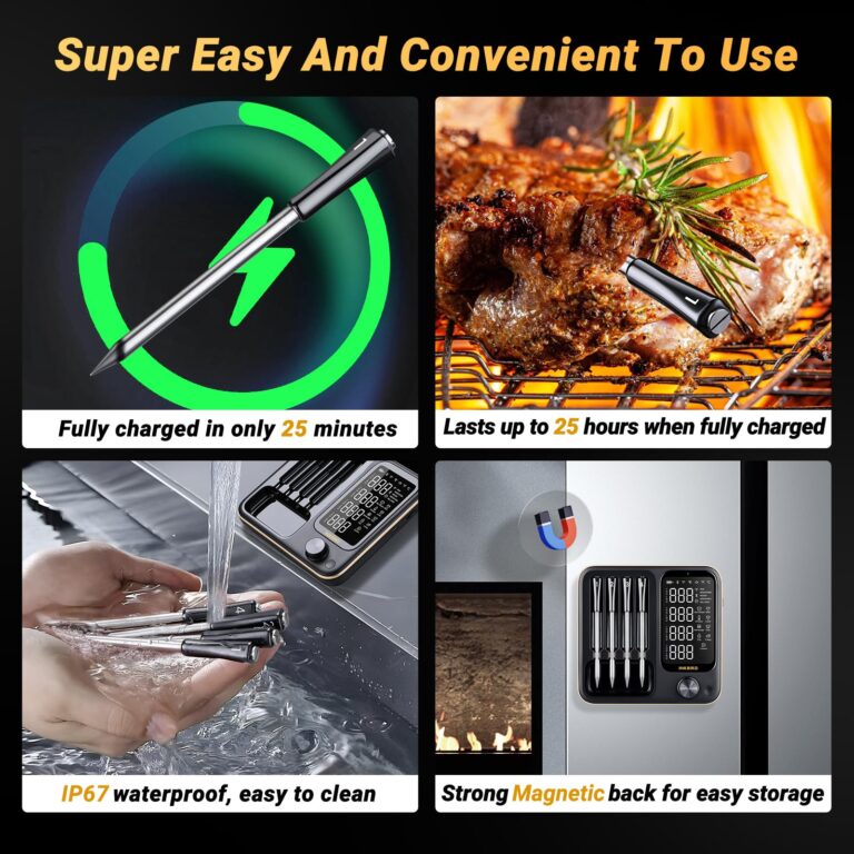 Wireless Meat Thermometer with 4 Probes, Inkbird Wifi BluetoothThermometer Digital Wireless for Rotisserie Grill Oven,Unlimited Range Dishwasher Waterproof Bluetooth Meat Thermometer for iOS & Android - Image 5