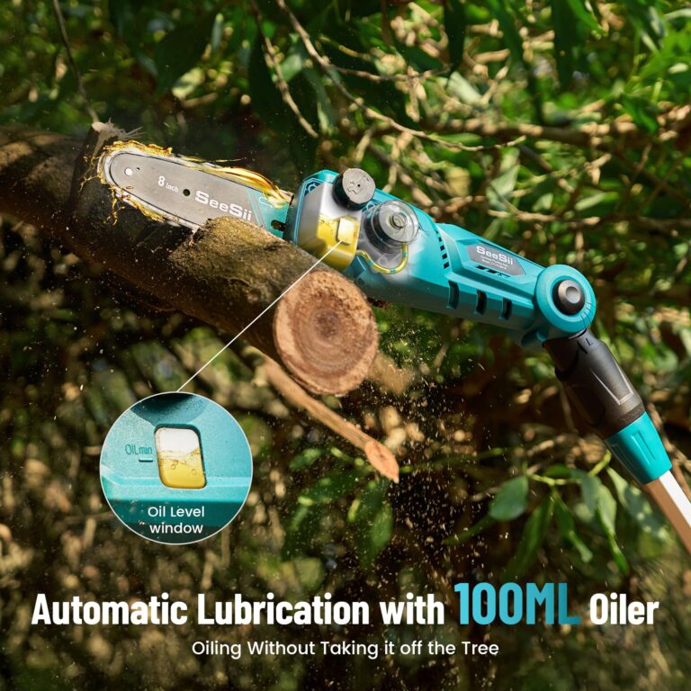 Seesii 10 Inch & 8 Inch Electric Pole Saws for Tree Trimming, Cordless Pole Chainsaw with Extendable Rod (Up to 9.2ft), Auto Oiler, 4000mAh Battery Powered Tree Pruner for Bush & Branch Cutting - Image 6
