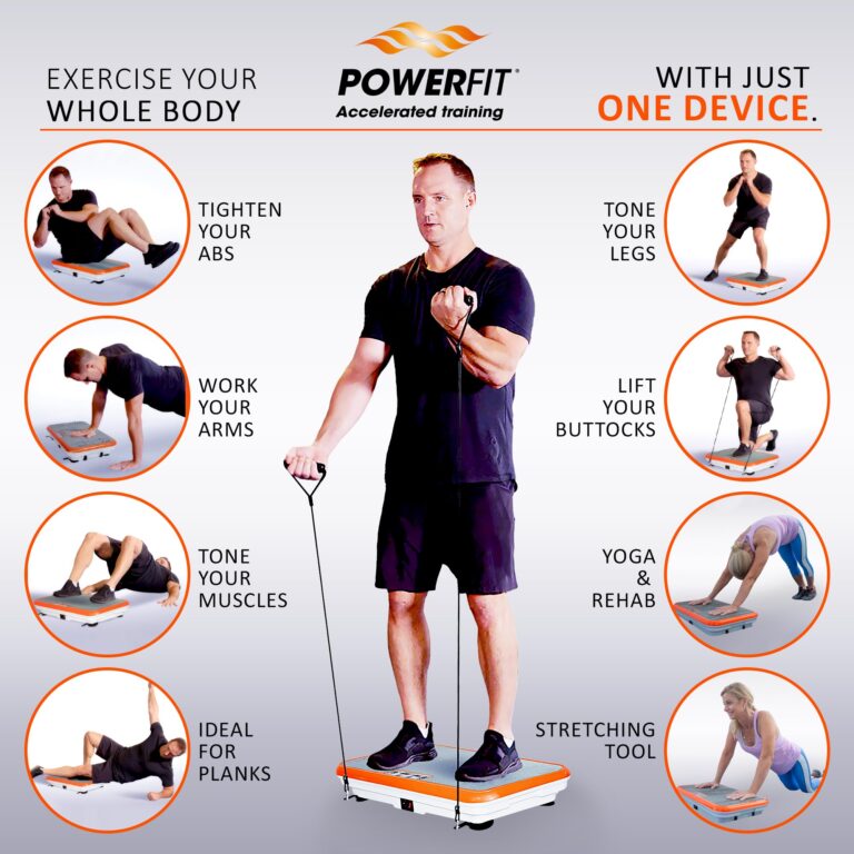 Power Fit Vibration Plate Exercise Machine, Powerfit Elite Vibration Platform, Power Plate, Body Vibration Plate for Lymphatic Drainage, Body Shaker Weight Loss - Remote, Resistance Bands & Diet Plan - Image 5