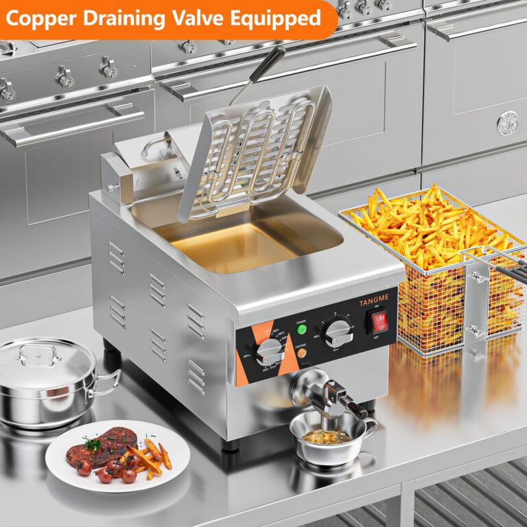 TANGME Commercial Deep Fryer with Drain Valve, 12.7Qt Electric Countertop Fryer 1800W Stainless Steel Oil Fryer with Temp & Time Control for Restaurant, UL Certified - Image 5