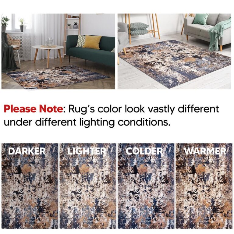 Keen Home Design Area Rugs - 10ft Round Non-Shedding, Abstract Rugs for Kitchen, Living Room, Bedroom, Dining Room, Entryway - Size: 10' Square, Multi - Image 4