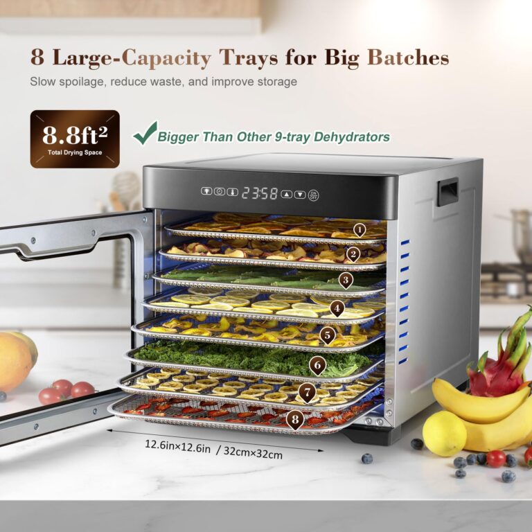 Ausegia Food Dehydrator With 8.8" Drying Space, Bigger Than 9 Trays Dehydrators,800W Power Saves More Time Than 600W, 190°F Dehydrated Dryer for Jerky, Dog Treats, Herbs, Meat, Fruit, Vegatables - Image 9