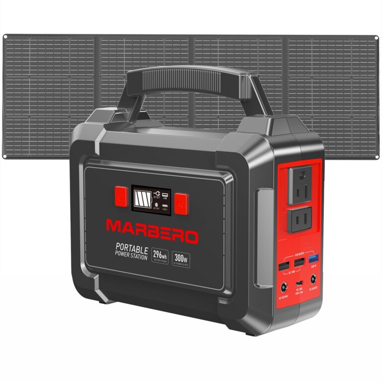 MARBERO Solar Generator 296Wh Portable Power Station with Solar Panel 60W Included Solar Power Bank with AC Outlets 300W Pure Sine Wave with Foldable Solar Panel Set for Camping Home Outdoor Emergency