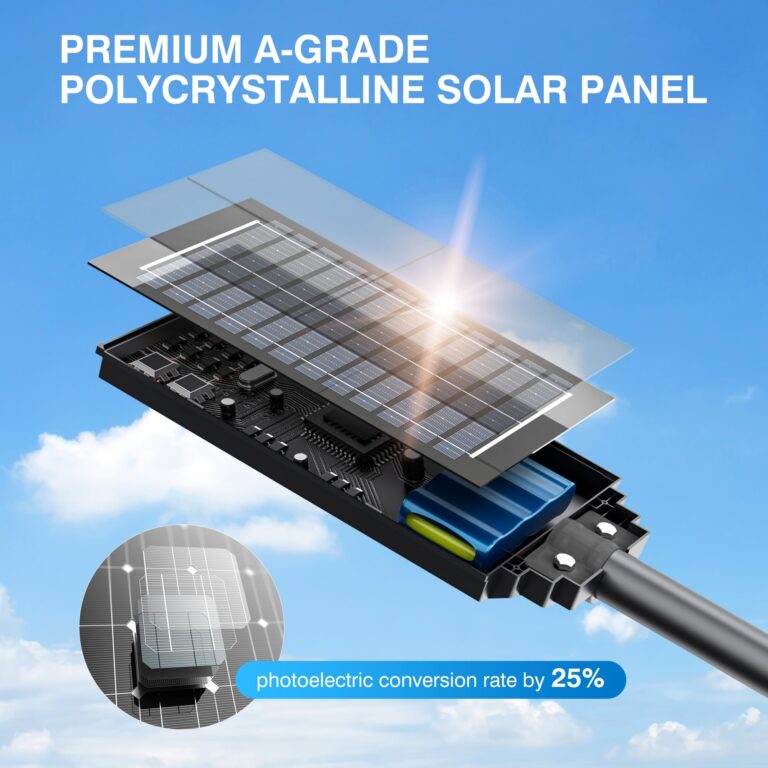 3000W Solar Street Lights Outdoor, Wide Angle Commercial Solar Lights Outdoor Dusk to Dawn, 6500K Flood Light Outdoor with Motion Sensor, IP66 Waterproof LED Street Light for Parking Lot, Yard 2PACK - Image 8