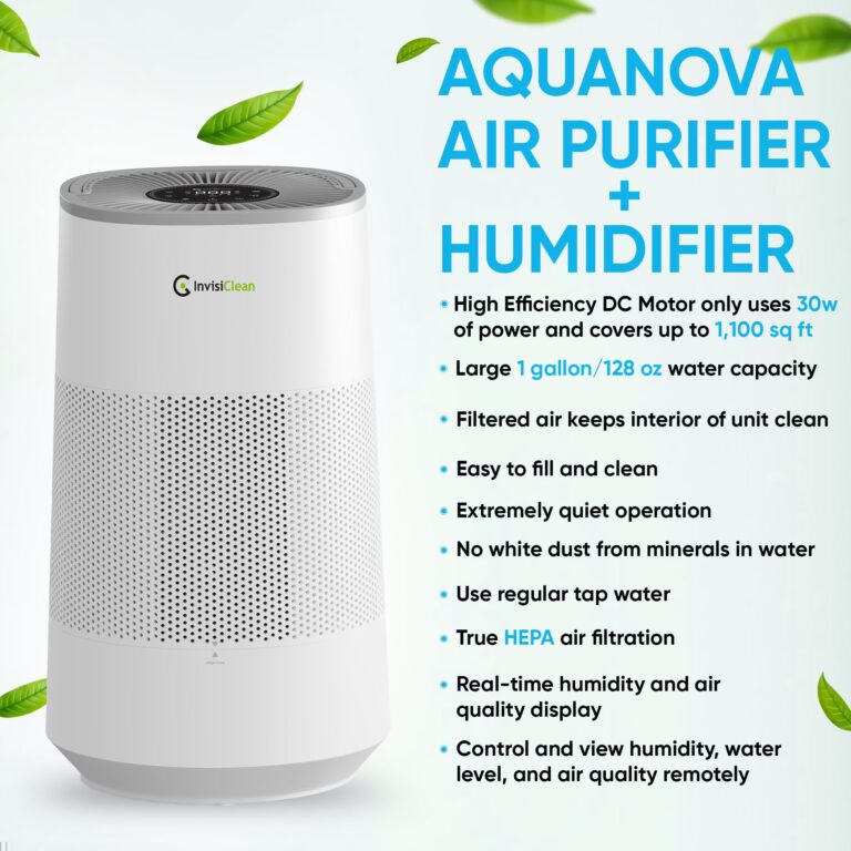 Air Purifier and Humidifier Combo All in One for Bedroom - Quiet 2 in 1 Smart Air Humidifier and Purifier for Home - Use Year-round for up to 1100 sq ft - InvisiClean AquaNova - Image 5