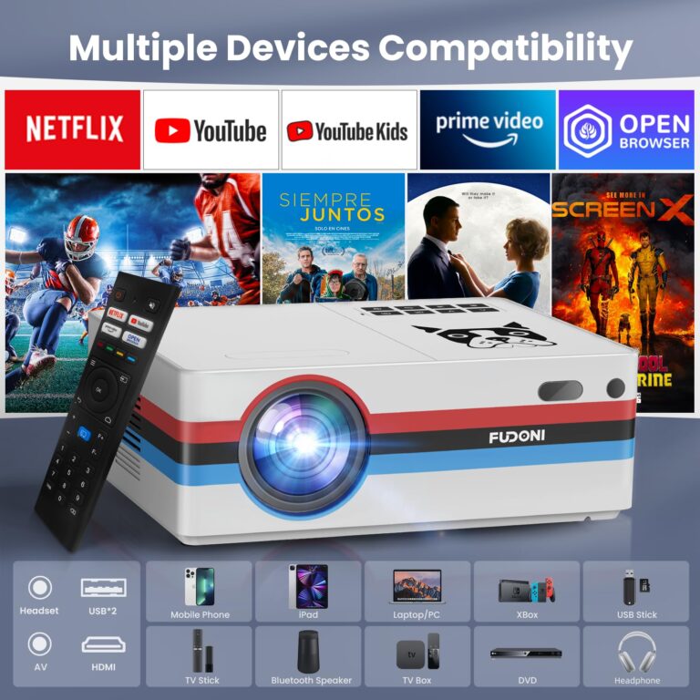 [Netflix Officially/Dolby Audio] FUDONI Smart Projector with WiFi and Bluetooth 4K, Auto Keystone& Electric Focus, 800ANSI Outdoor Projector with Apps, Built-in Netflix/YouTube/Prime Video - Image 2