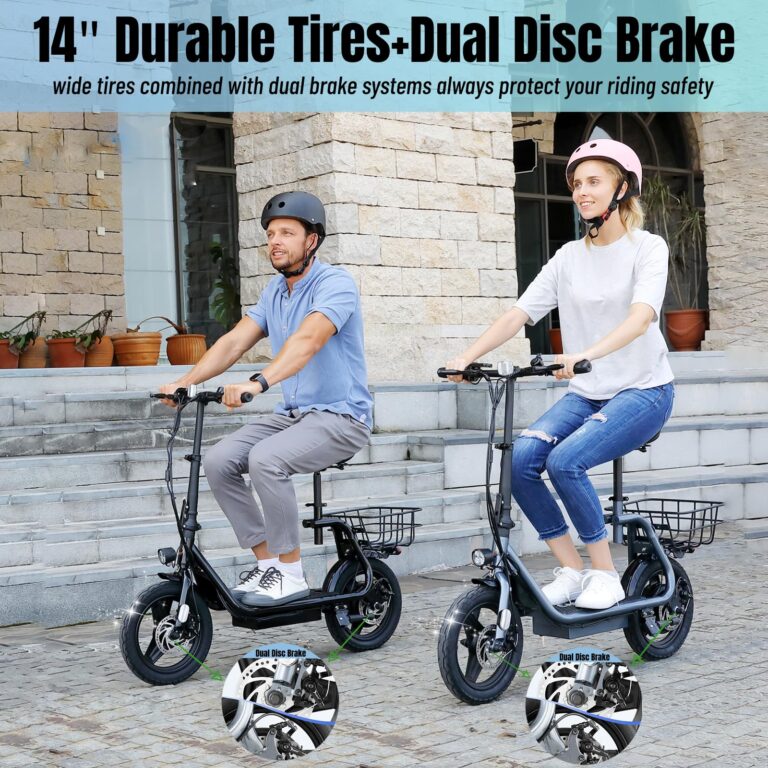 Caroma Peak 560W Electric Scooters for Adults, 14" Tire,188Wh Battery, 15Miles Range, 20MPH Top Speed, Adjustable Electric Scooter with Seat, Commuter Ebike for Adults&Teens(Black) - Image 6